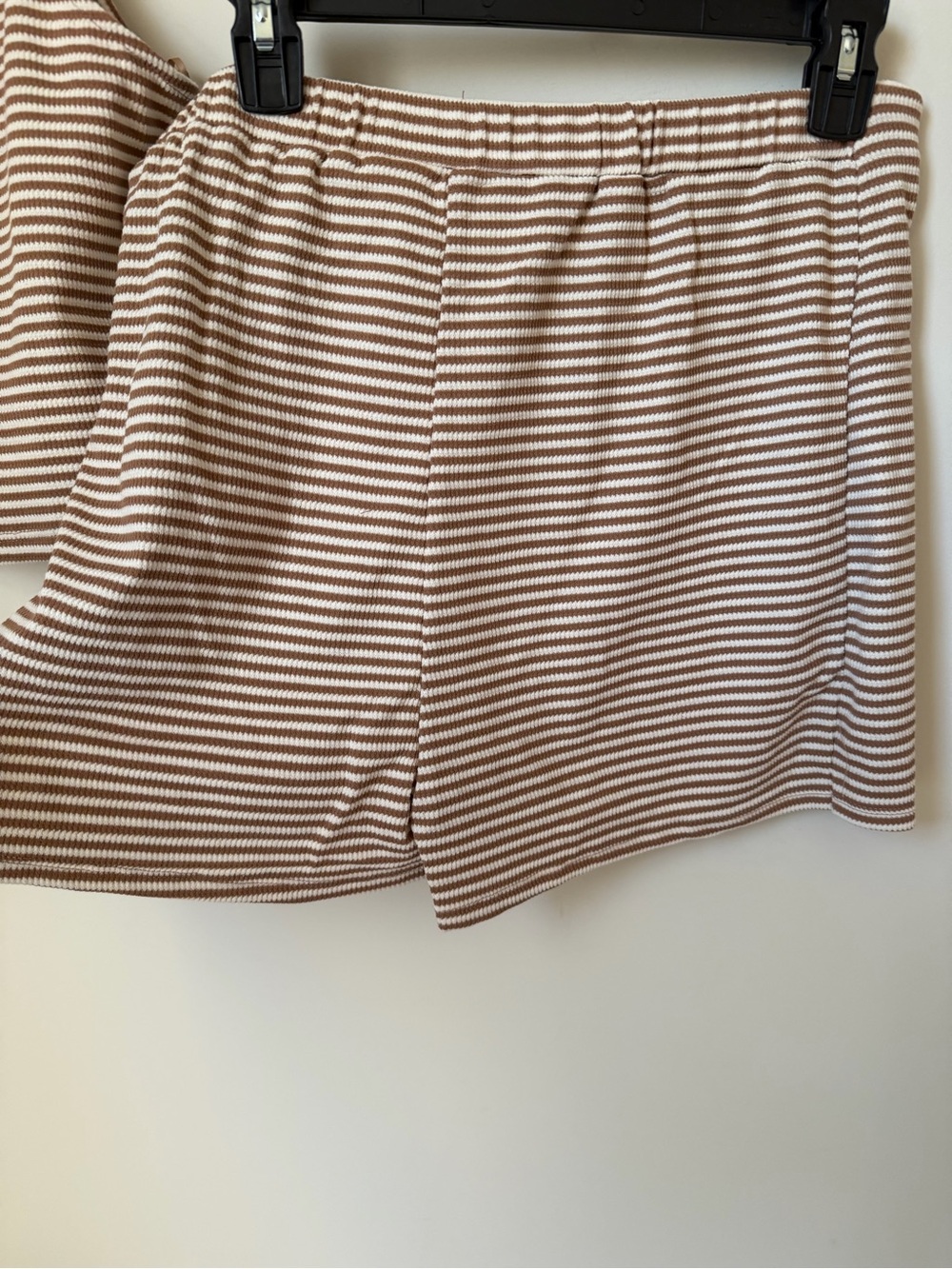 Cream brown Striped Knit Polo Tank top & wrap Skort two piece Set - Picture 4 of 7